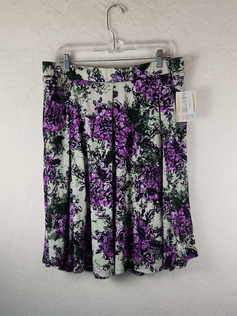 LuLaRoe Madison Purple Floral Midi Skirt XL